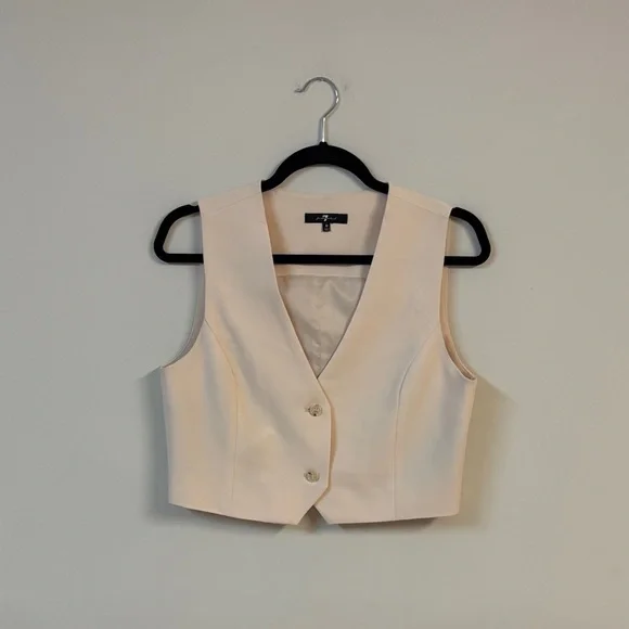 7 For All Mankind Cream Tailored Vest size M - Picture 2 of 3